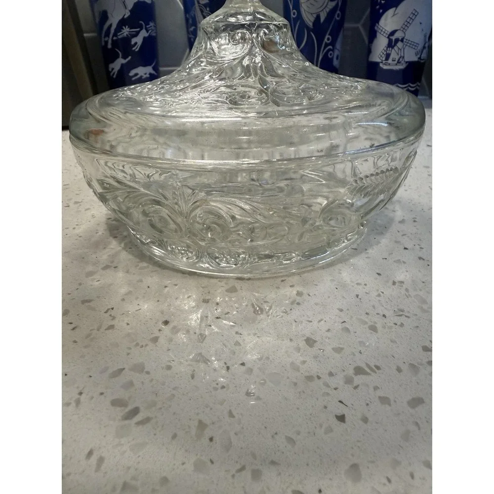McKee Rock Crystal Clear Flat Candy Bowl Dish EAPG Depression Glass